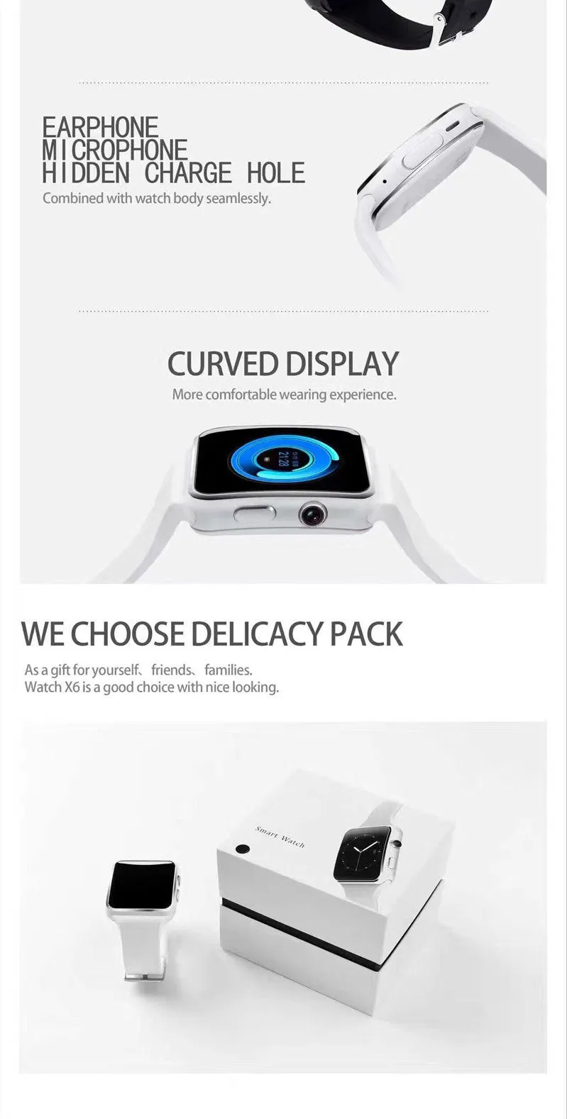 Black smart watch with 1.54-inch touch screen and silicone strap on a wrist.