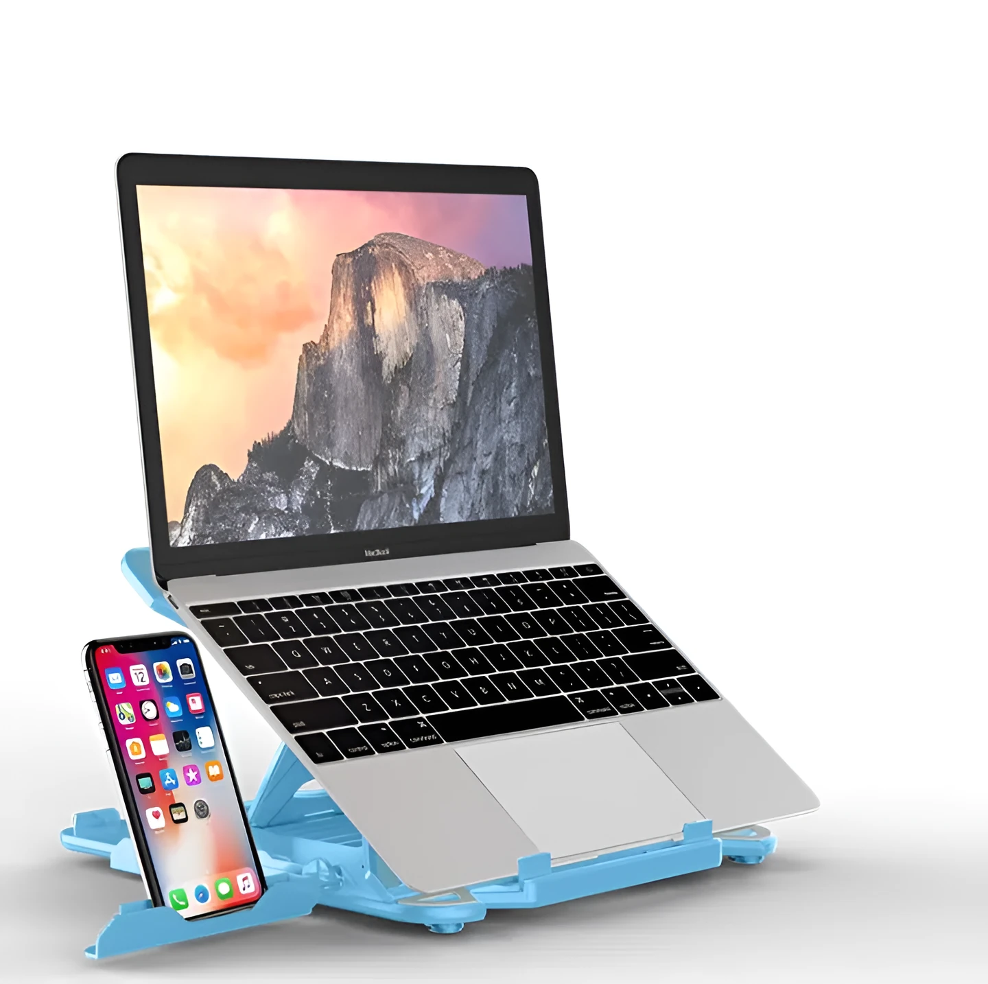 Plastic notebook stand radiator with mobile phone holder in black colour