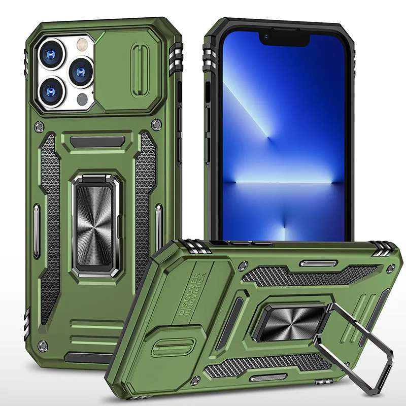 Bracket magnetic suction phone case for iPhone 14 Pro Max, TPU+PC, navy colour