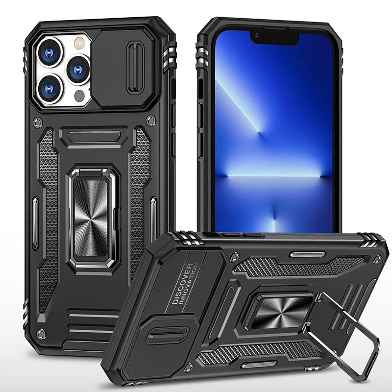 Bracket magnetic suction phone case for iPhone 14 Pro Max, TPU+PC, navy colour