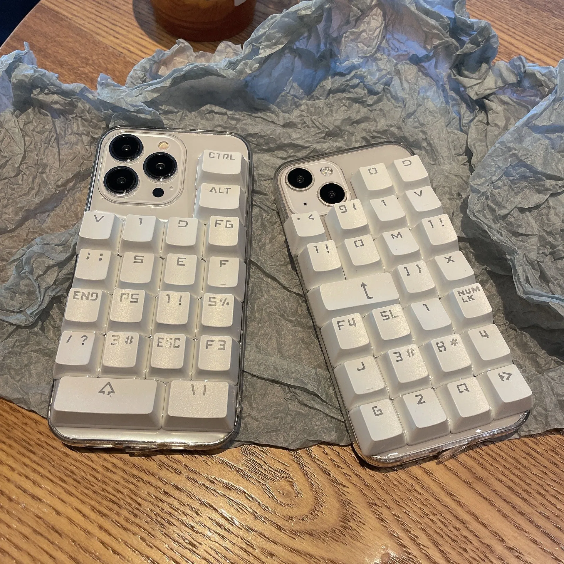 Creative keyboard mobile phone case with dripping glue design for Apple iPhone