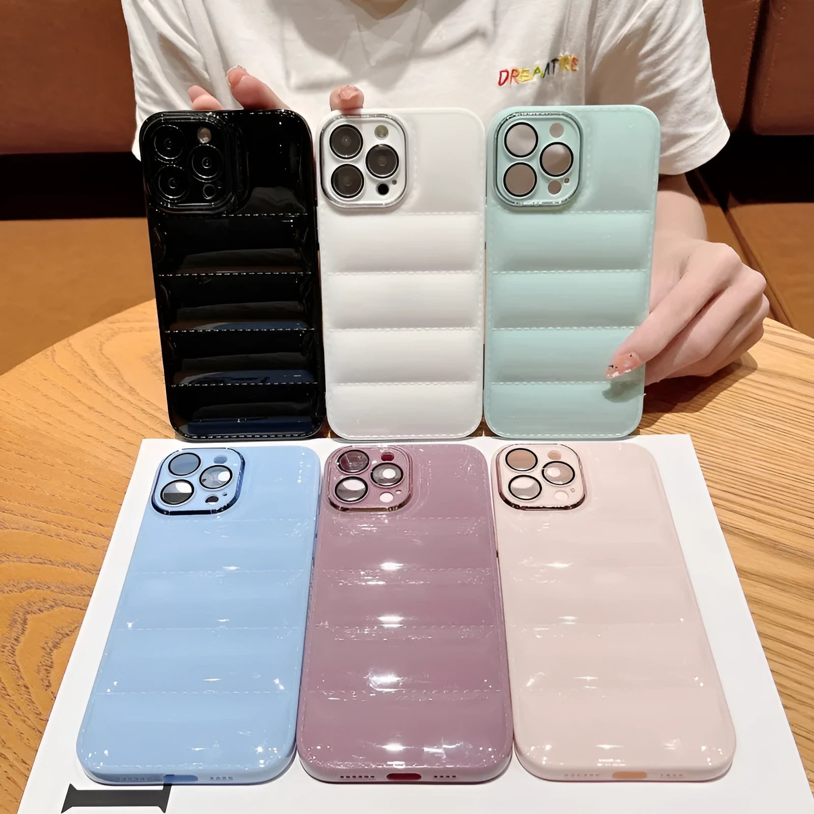 Creative Air Cushion Anti-fall solid colour TPU phone case for iPhone, available in mint green