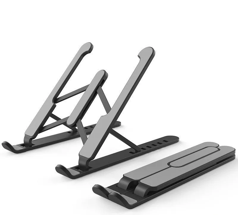 P1 laptop stand in charm black, foldable and adjustable, made from ABS and silicone with 40 kg capacity