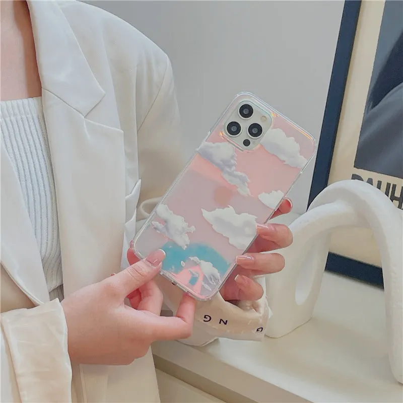 Transparent silicone phone case with laser cloud pattern for iPhone 14 Pro Max