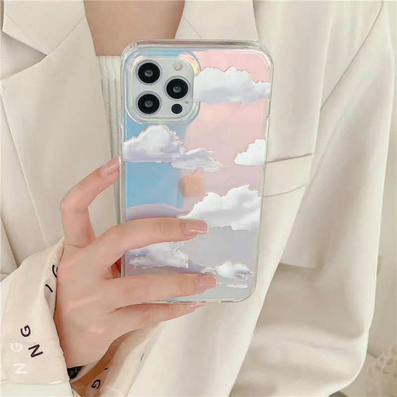 Transparent silicone phone case with laser cloud pattern for iPhone 14 Pro Max