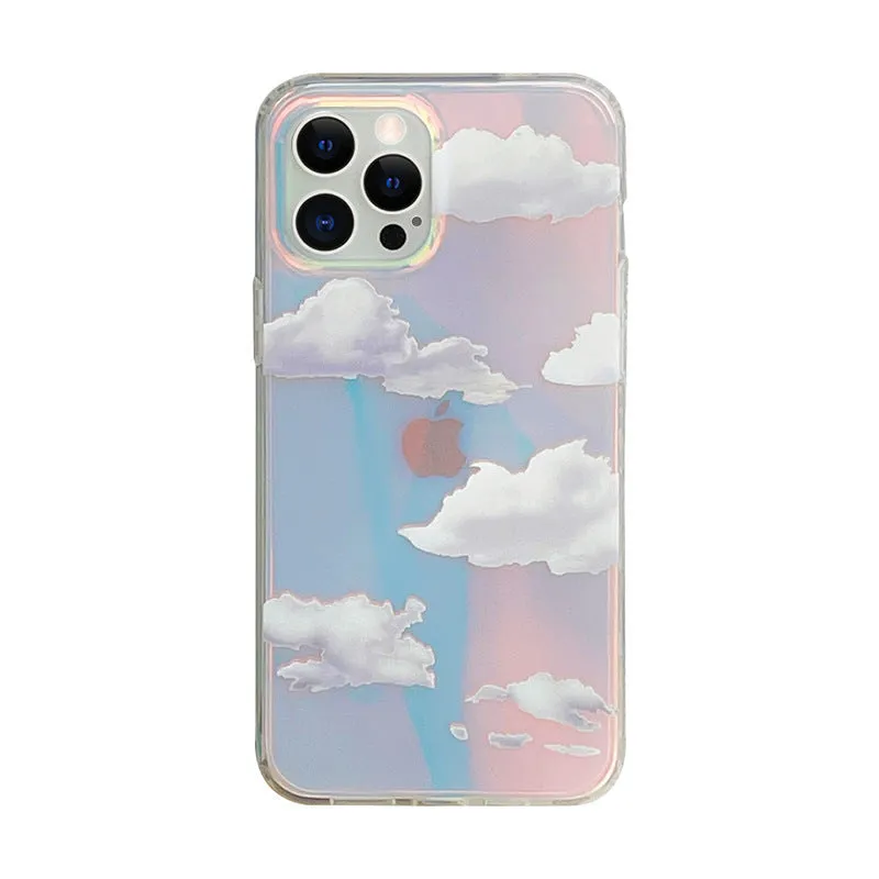 Transparent silicone phone case with laser cloud pattern for iPhone 14 Pro Max