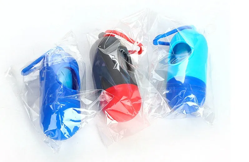 Six different coloured dog waste disposal bags showing black, blue, green, light blue, pink, and red options