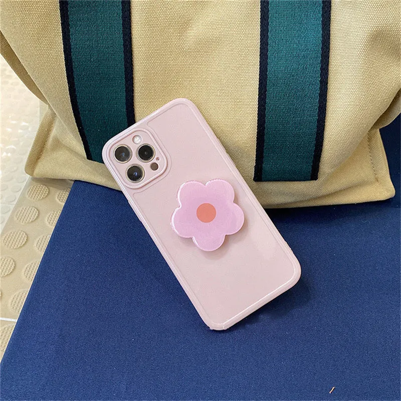 Cute flower phone case in pink soft silicone for iPhone with floral print design