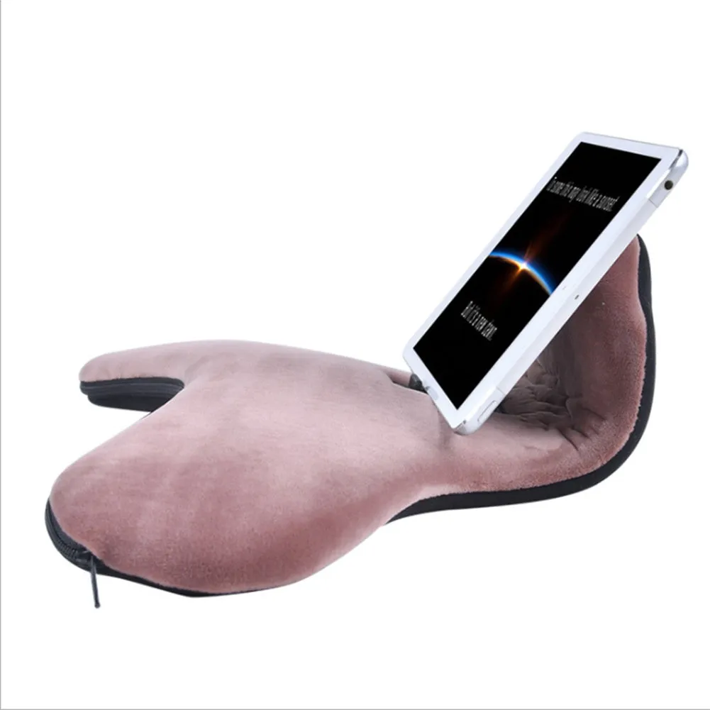 Reading pillow with lazy bracket and phone clip in flannel, modern simple style, available in five colours