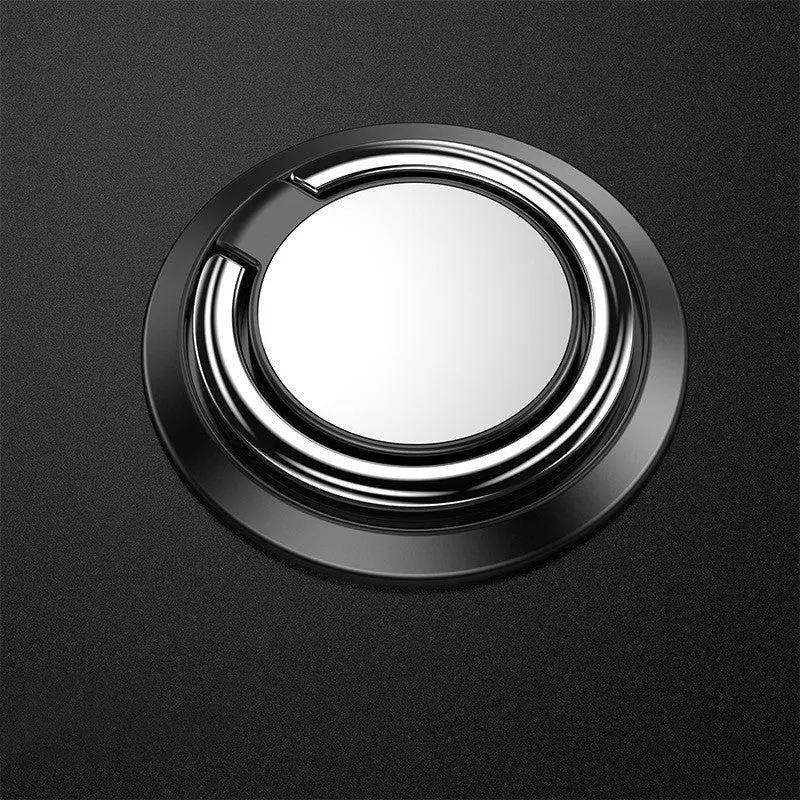 Universal finger ring magnetic car phone holder in black for mobile phone desktop and car use