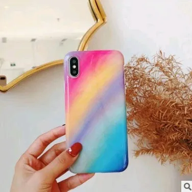 Customized marble phone case with colourful marble design and TPU material for iPhone models
