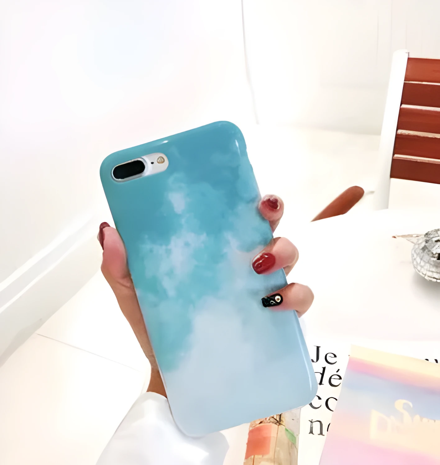 Customized marble phone case with colourful marble design and TPU material for iPhone models