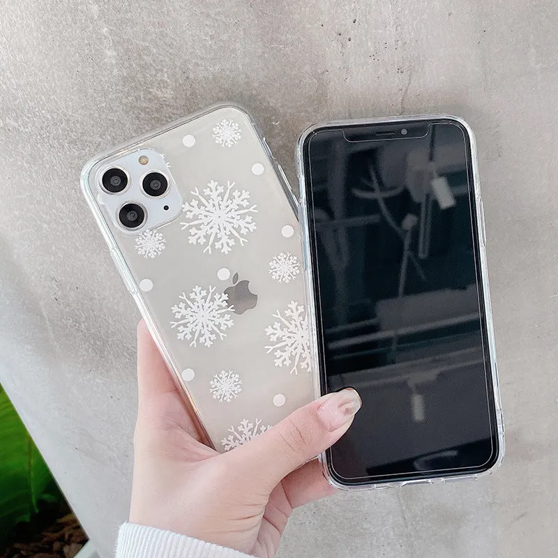 Christmas snowflake elk TPU phone case back cover in cartoon style for iPhone