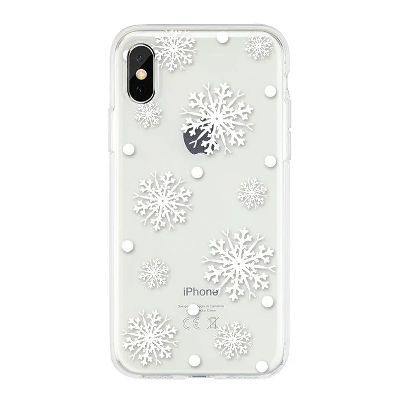 Christmas snowflake elk TPU phone case back cover in cartoon style for iPhone