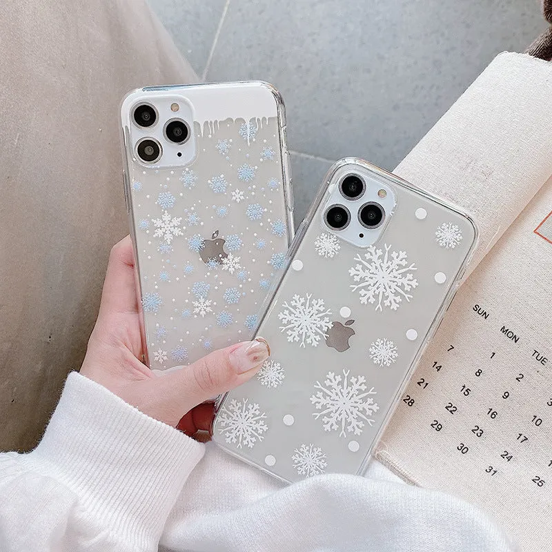 Christmas snowflake elk TPU phone case back cover in cartoon style for iPhone