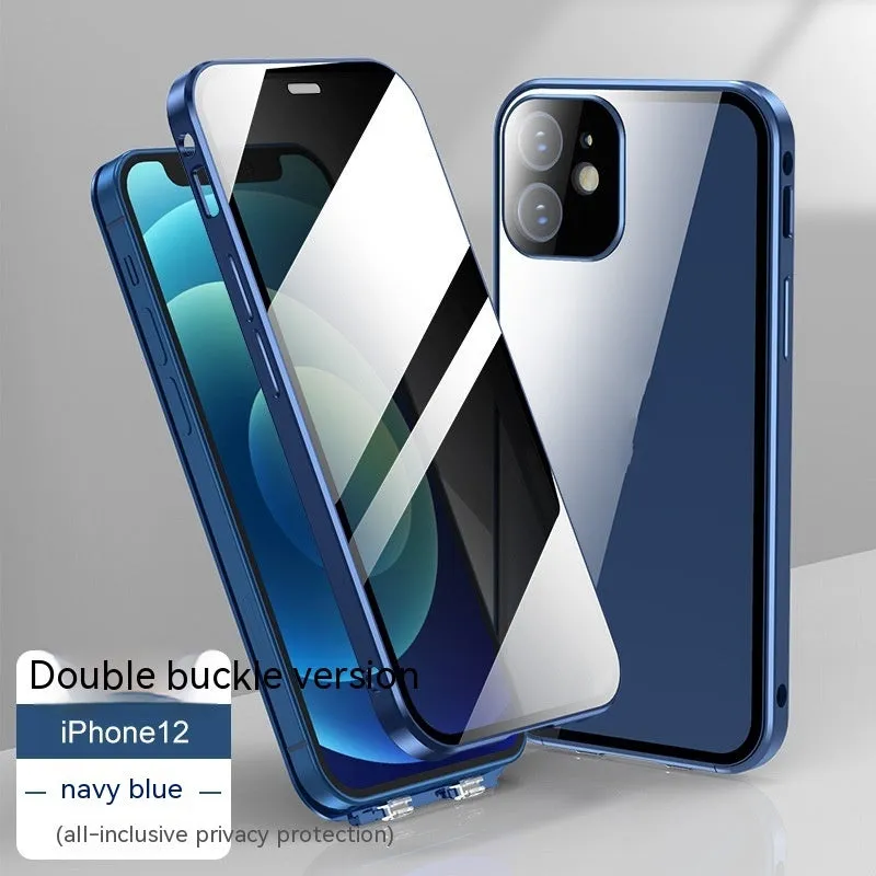 Ultra-thin tempered glass phone case for Apple 12 with privacy screen in black