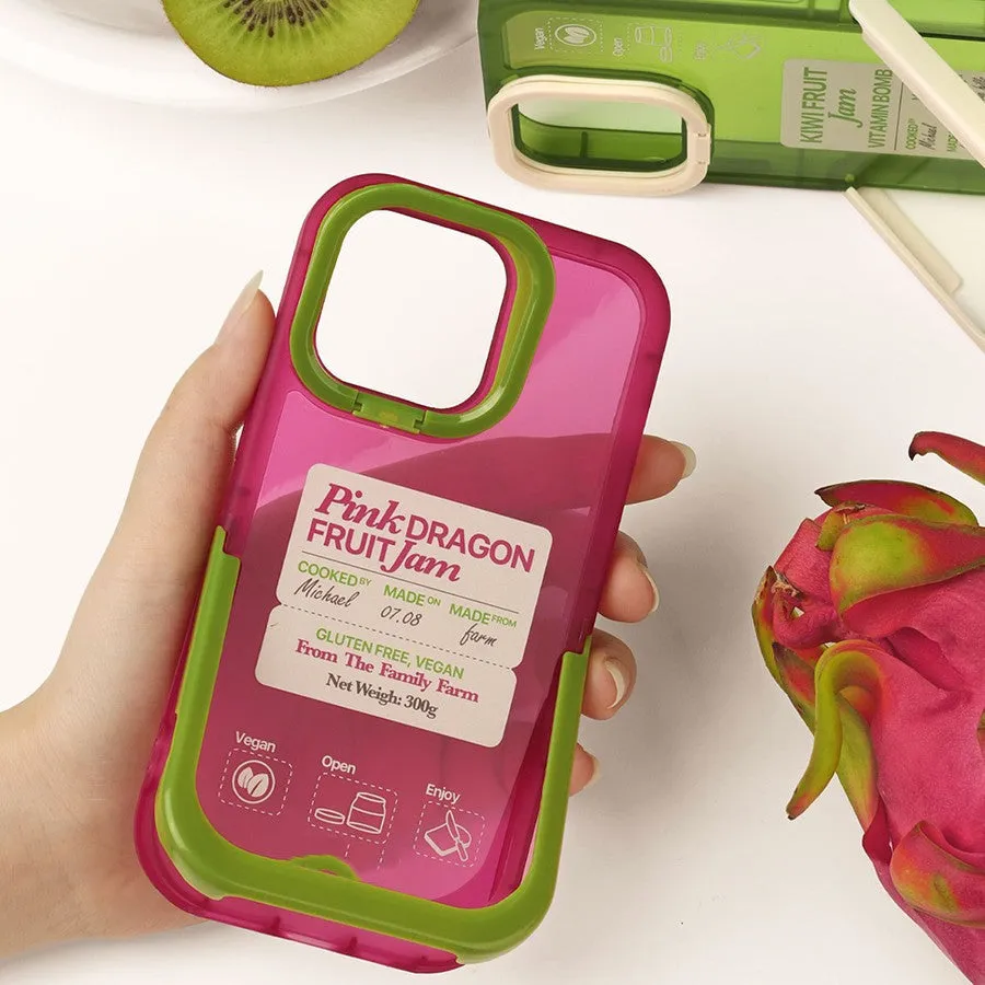Transparent green TPU mobile phone case with kickstand bracket for iPhone 13 Pro Max