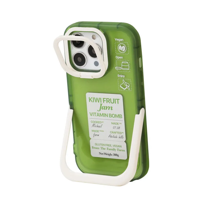 Transparent green TPU mobile phone case with kickstand bracket for iPhone 13 Pro Max
