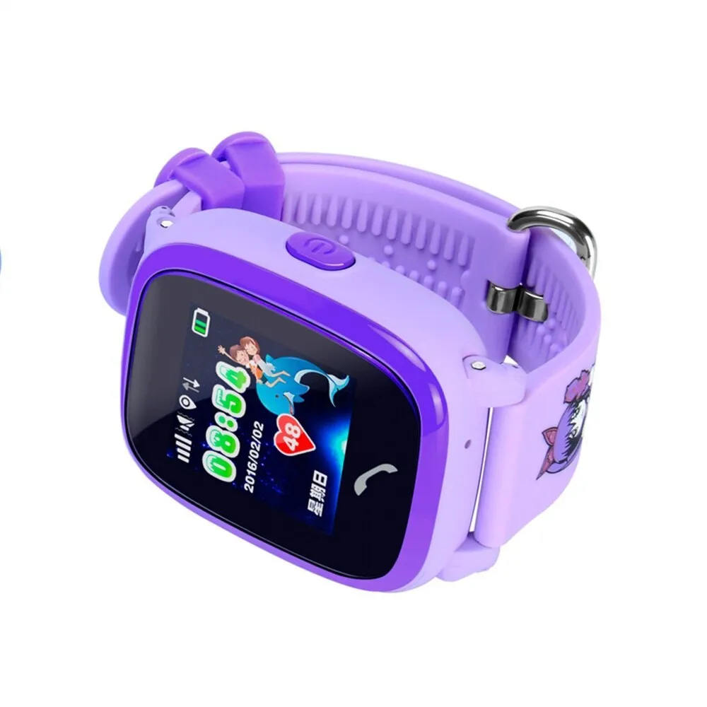 DF25 blue children's waterproof smart watch with touch screen display and silicone wristband
