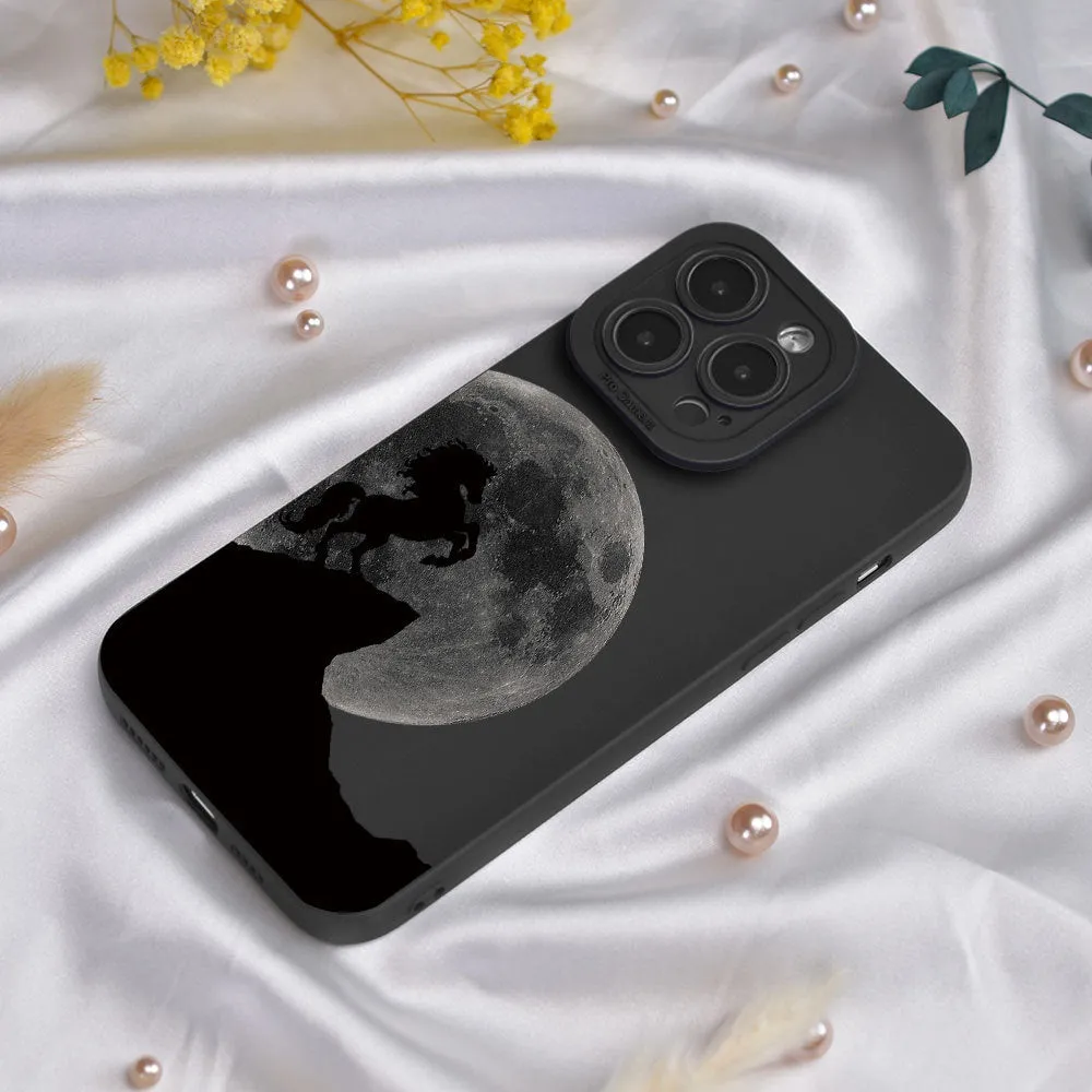 Black TPU soft phone case with monster design and all-inclusive lens cover for Apple iPhone