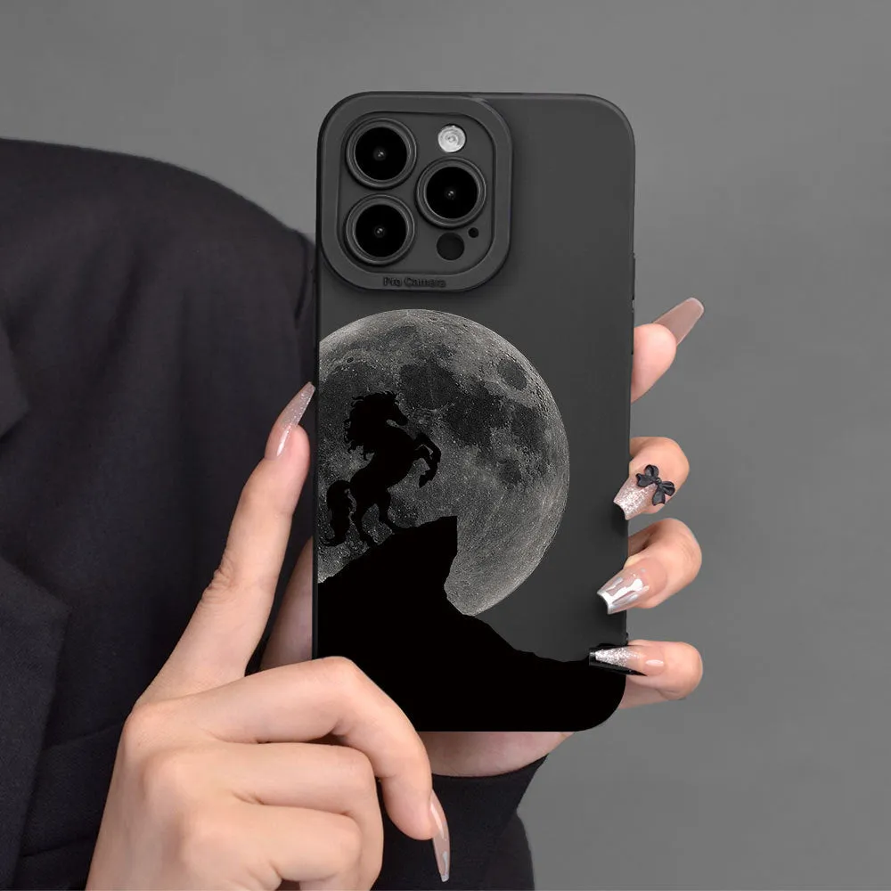 Black TPU soft phone case with monster design and all-inclusive lens cover for Apple iPhone
