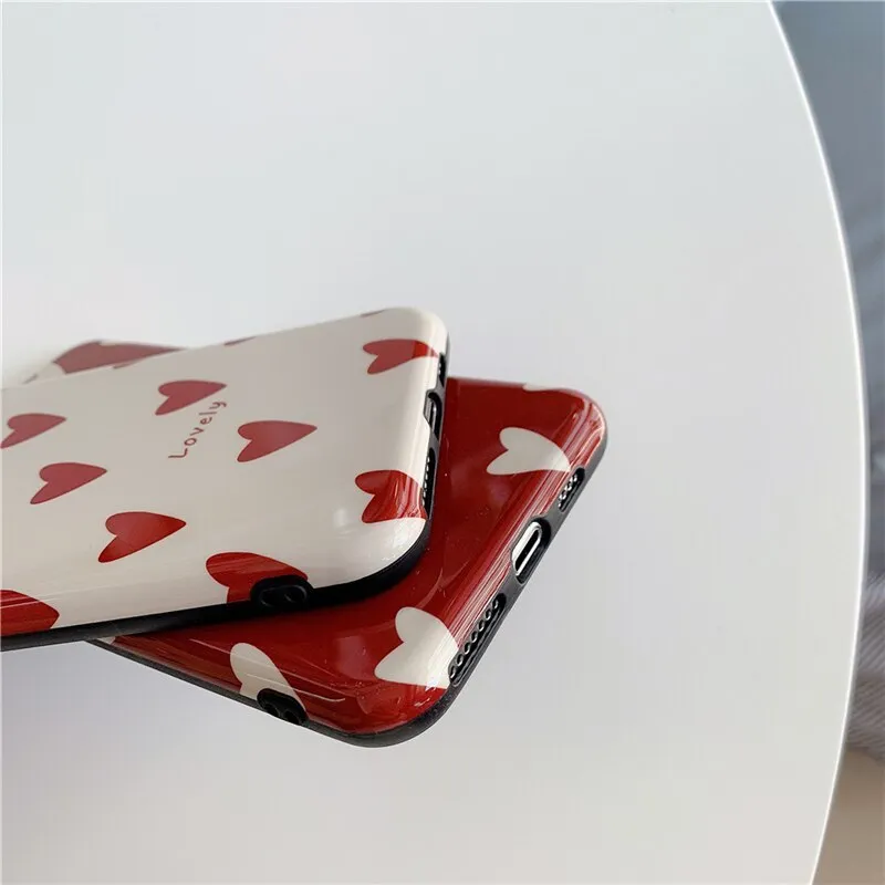 Love Glossy TPU phone case for Apple iPhone models, solid colour red back cover with glossy finish