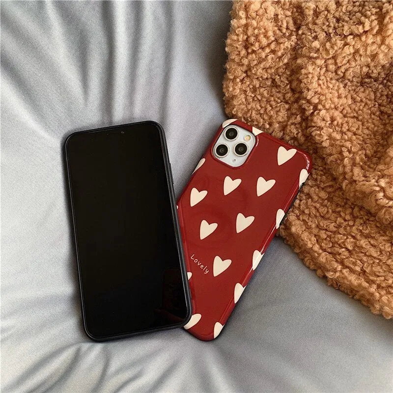 Love Glossy TPU phone case for Apple iPhone models, solid colour red back cover with glossy finish