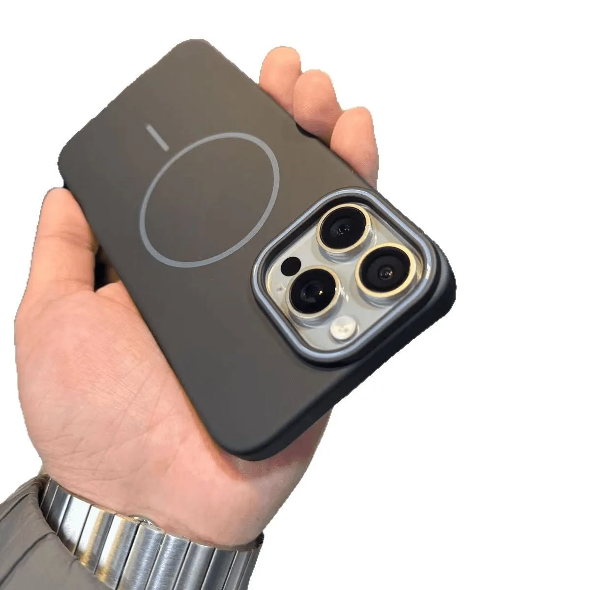 Soft fine circle magnetic phone case with frosted finish for iPhone in black colour