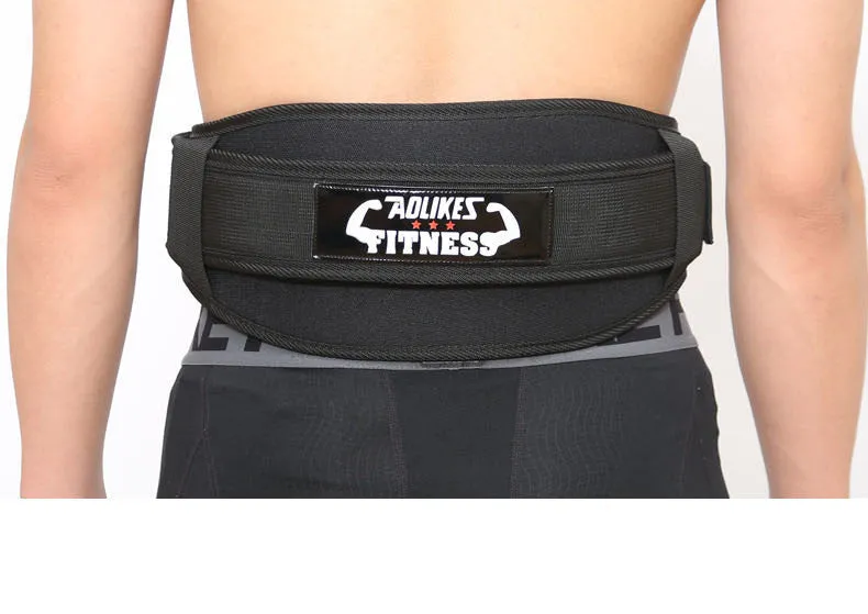 Nylon fitness weightlifting waistband with hook and loop closure in black colour