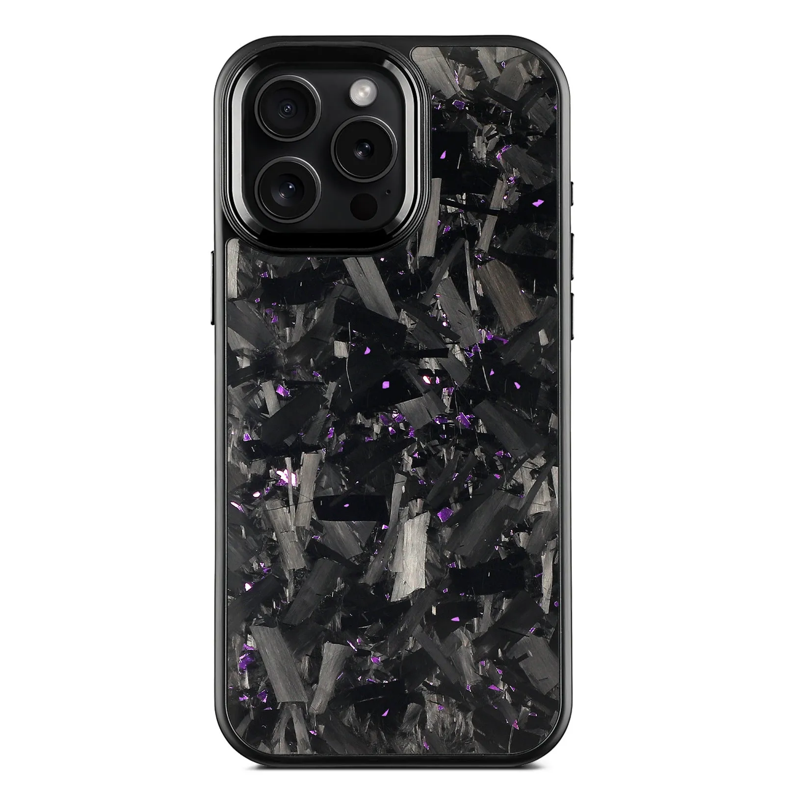 Carbon fibre forged pattern protective phone case in black, all-inclusive design for iPhone models