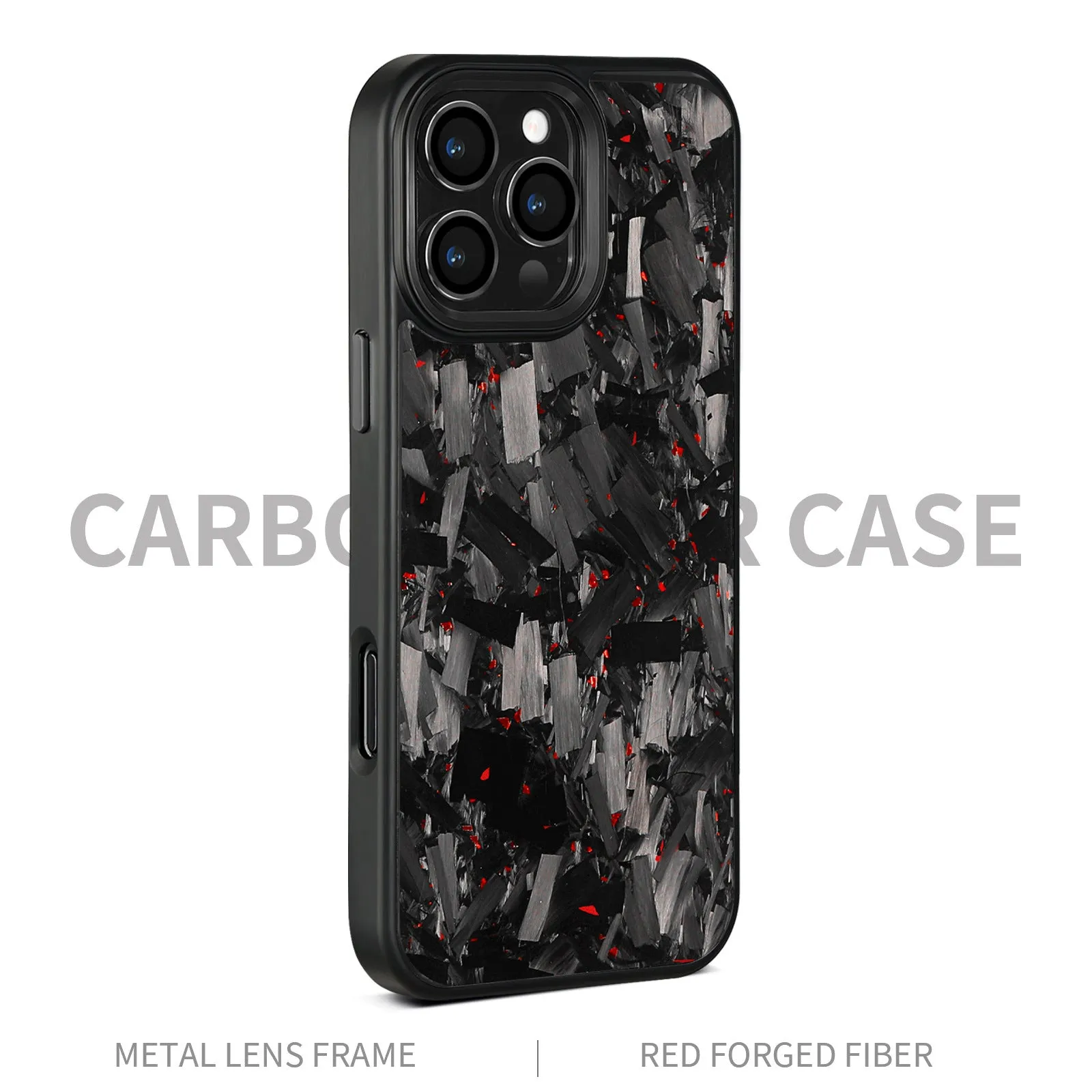 Carbon fibre forged pattern protective phone case in black, all-inclusive design for iPhone models