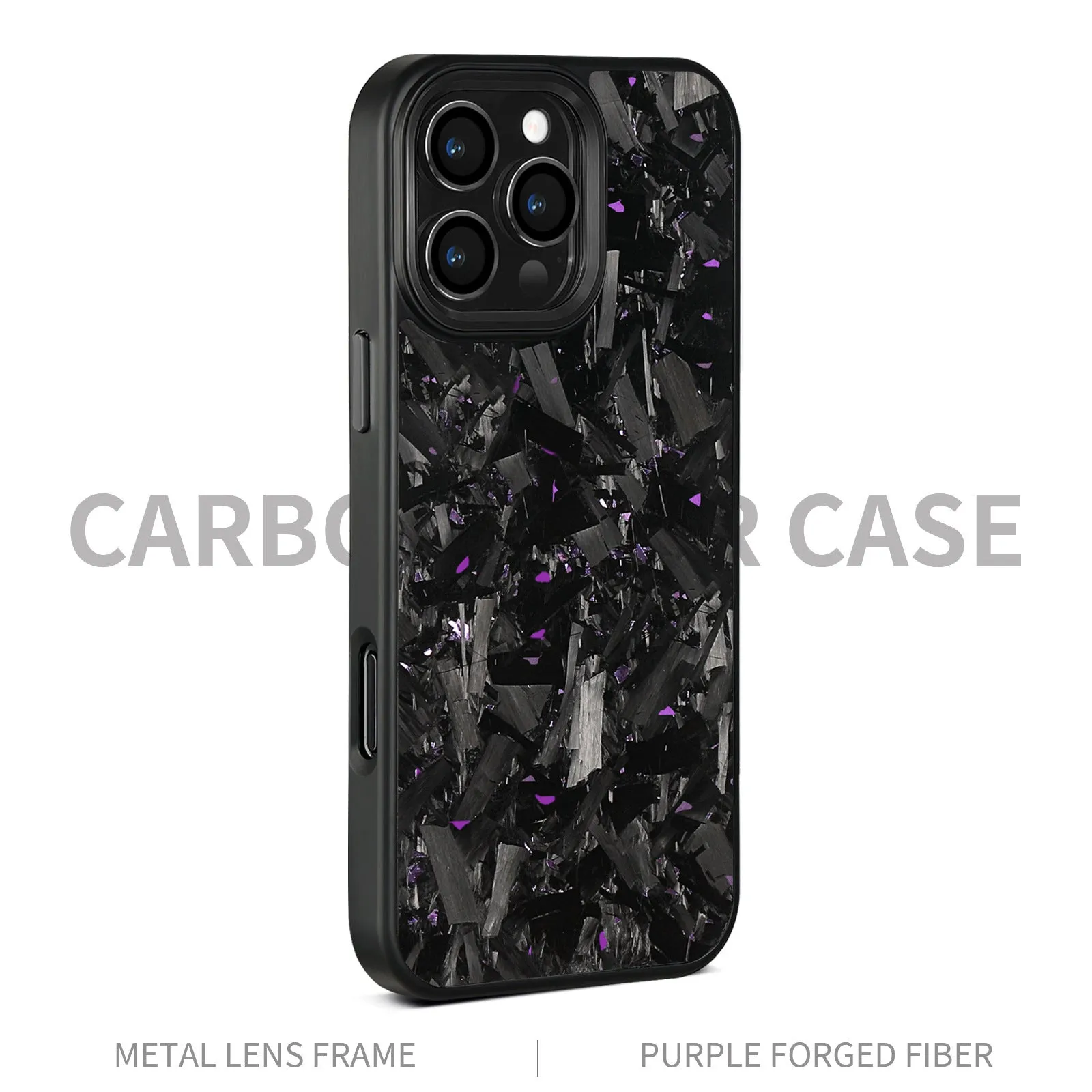 Carbon fibre forged pattern protective phone case in black, all-inclusive design for iPhone models