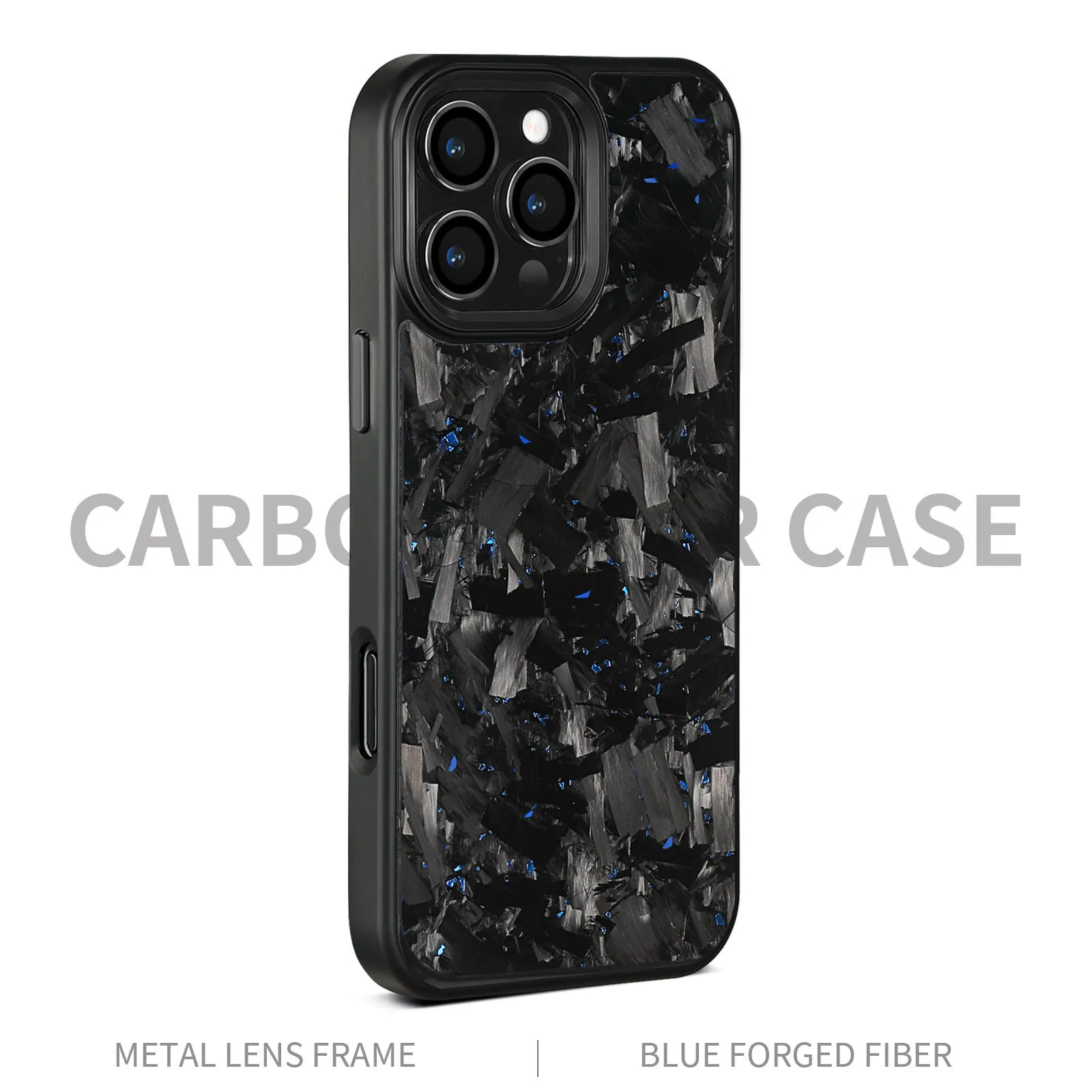 Carbon fibre forged pattern protective phone case in black, all-inclusive design for iPhone models