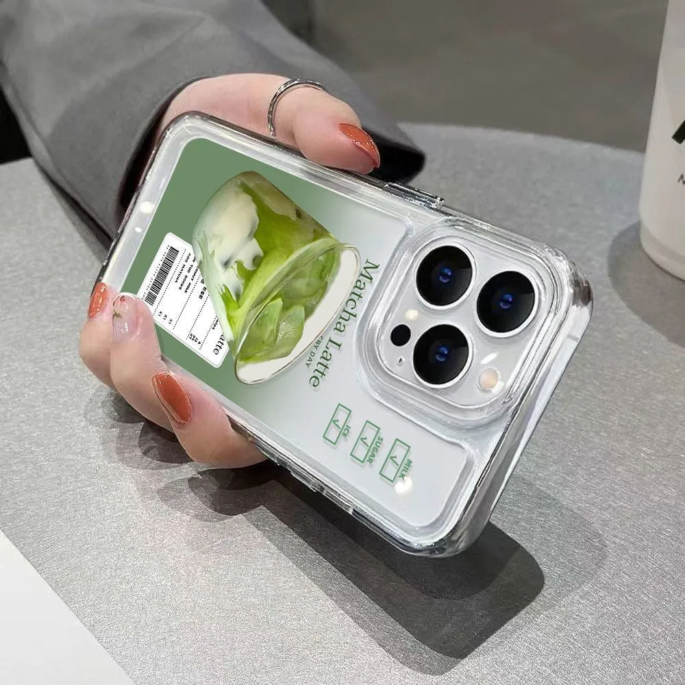 Transparent TPU phone case with Green Tea Latte finish for iPhone