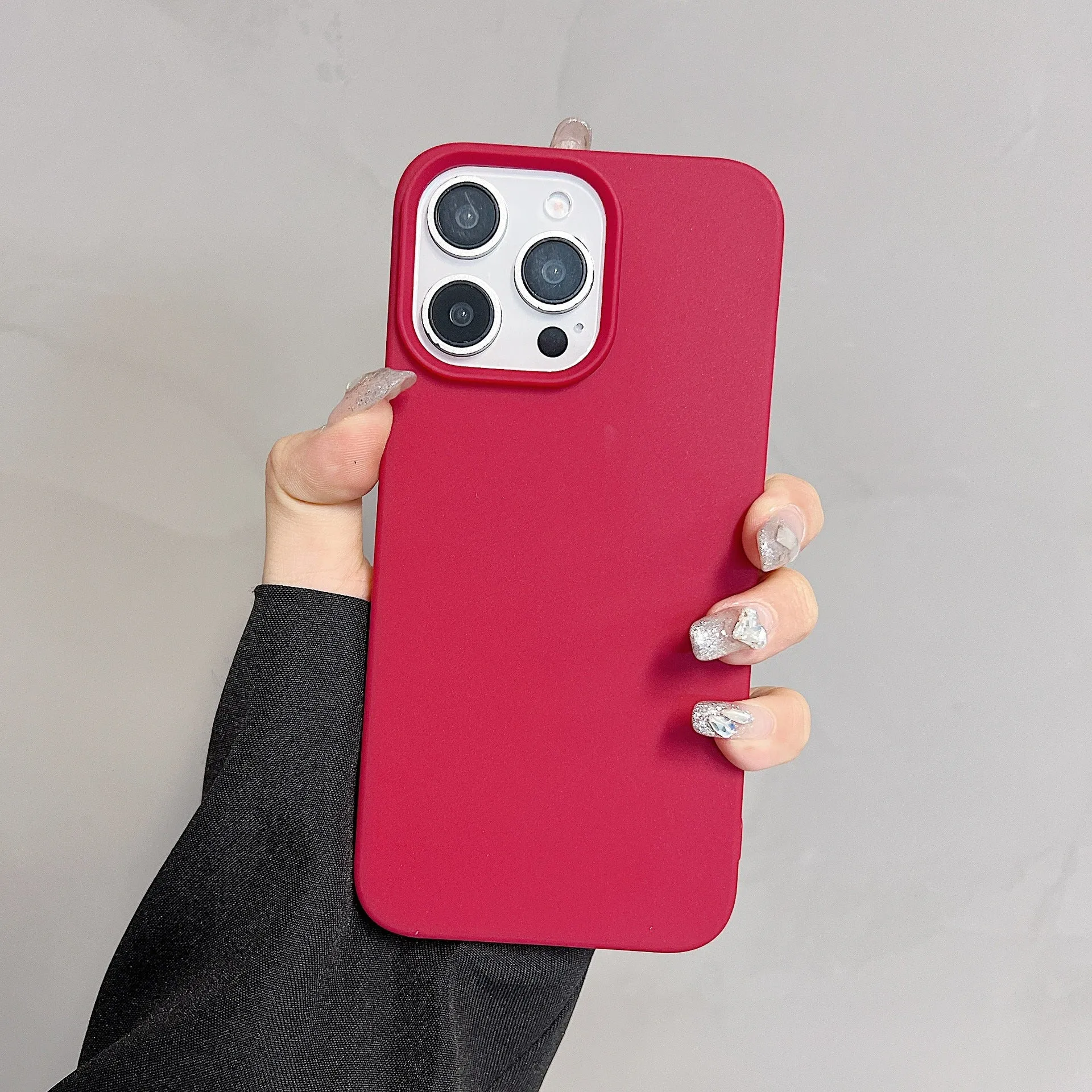 Solid colour matte TPU half pack phone case for iPhone, RW Black, fitting IP15 Pro Max