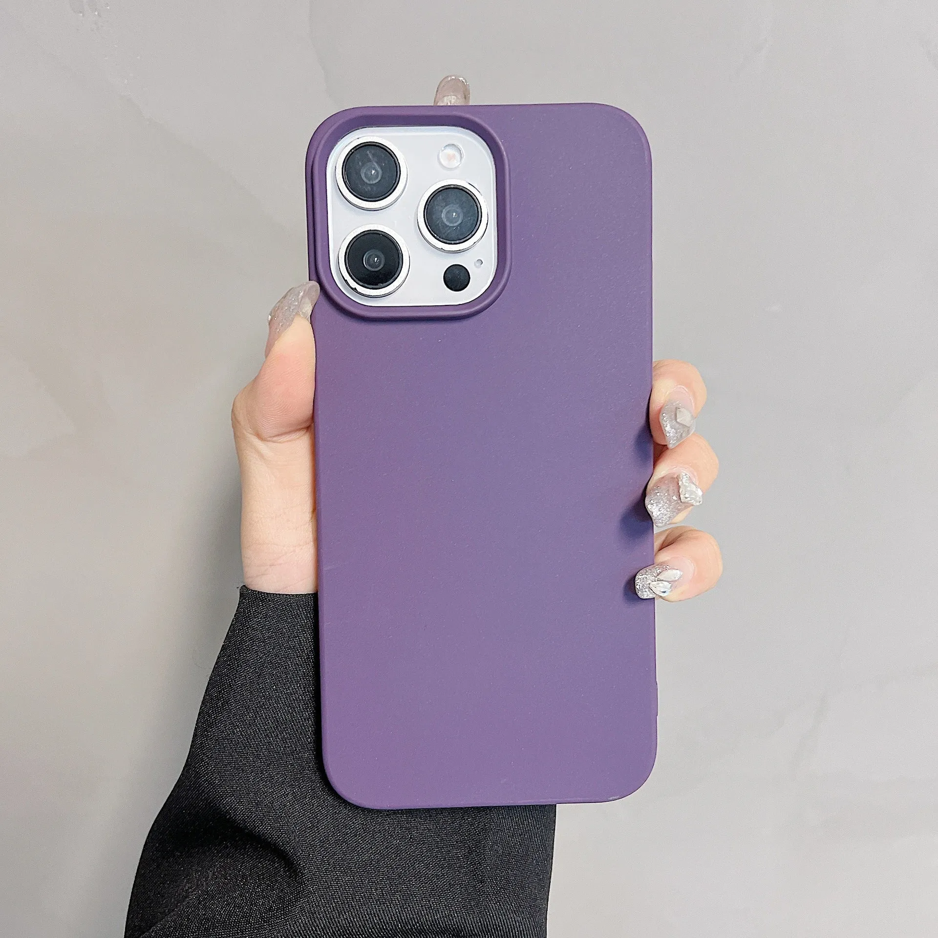 Solid colour matte TPU half pack phone case for iPhone, RW Black, fitting IP15 Pro Max