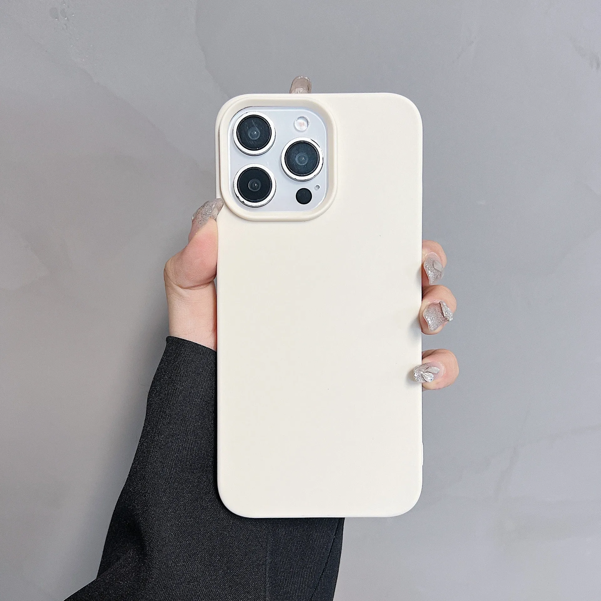 Solid colour matte TPU half pack phone case for iPhone, RW Black, fitting IP15 Pro Max