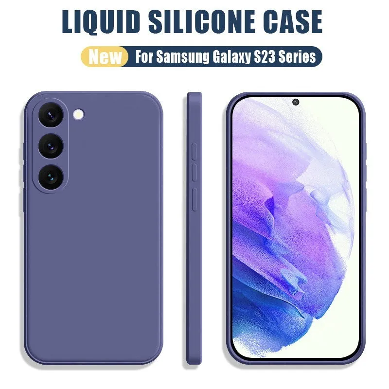Solid colour drop-resistant liquid silicone phone case for Samsung S24Ultra in black