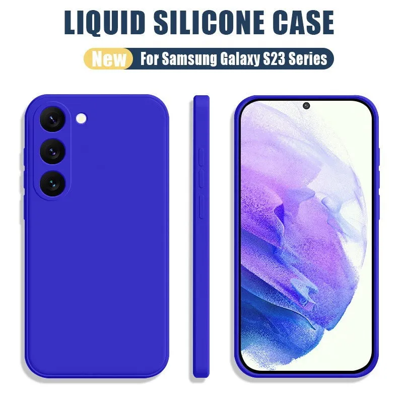 Solid colour drop-resistant liquid silicone phone case for Samsung S24Ultra in black