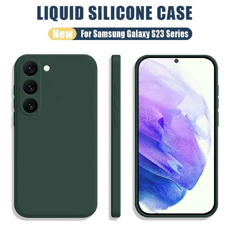 Solid colour drop-resistant liquid silicone phone case for Samsung S24Ultra in black