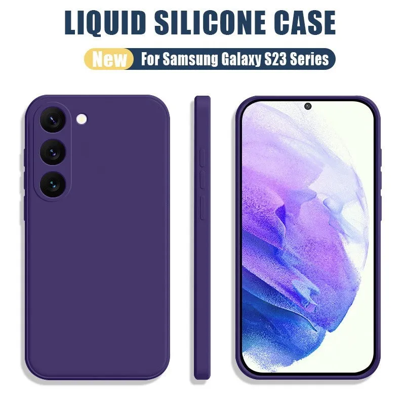 Solid colour drop-resistant liquid silicone phone case for Samsung S24Ultra in black