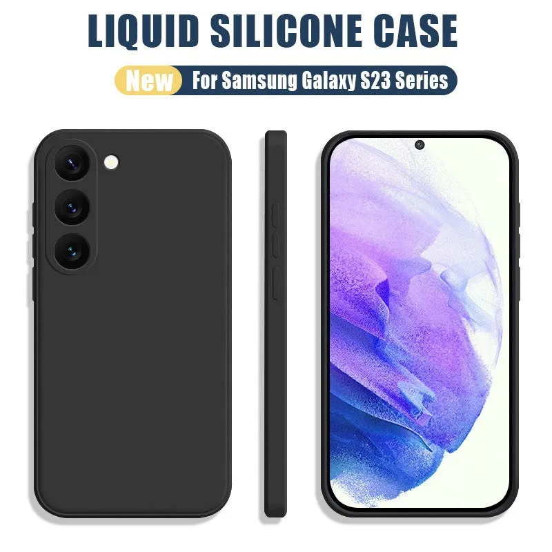 Solid colour drop-resistant liquid silicone phone case for Samsung S24Ultra in black