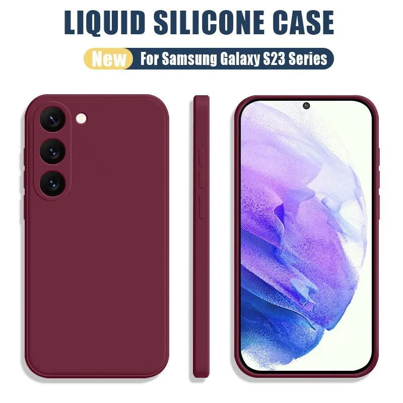 Solid colour drop-resistant liquid silicone phone case for Samsung S24Ultra in black