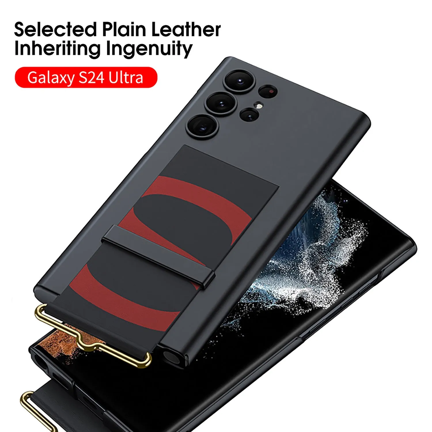 Ultra-thin PC phone case in carbon fiber pattern with bracket for Samsung Galaxy S23 Ultra