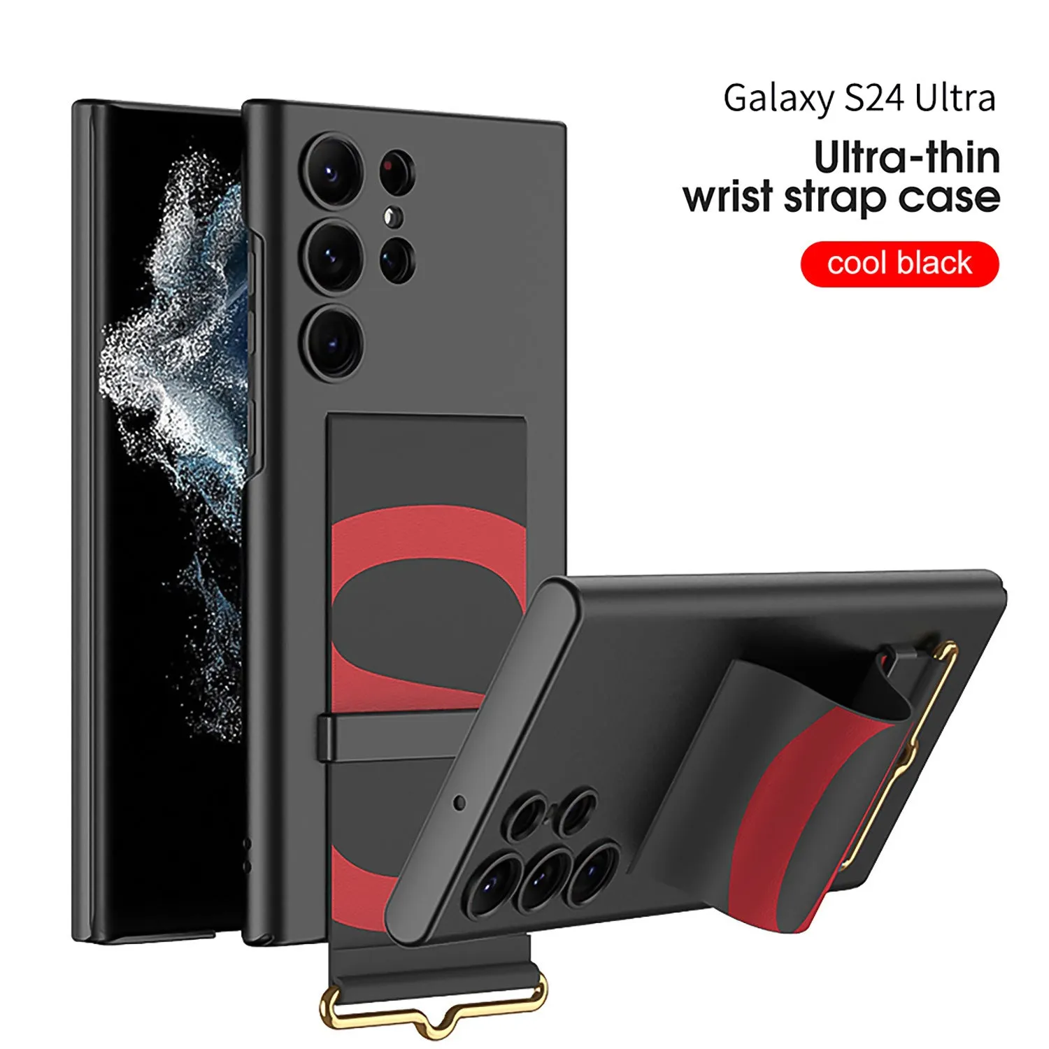 Ultra-thin PC phone case in carbon fiber pattern with bracket for Samsung Galaxy S23 Ultra
