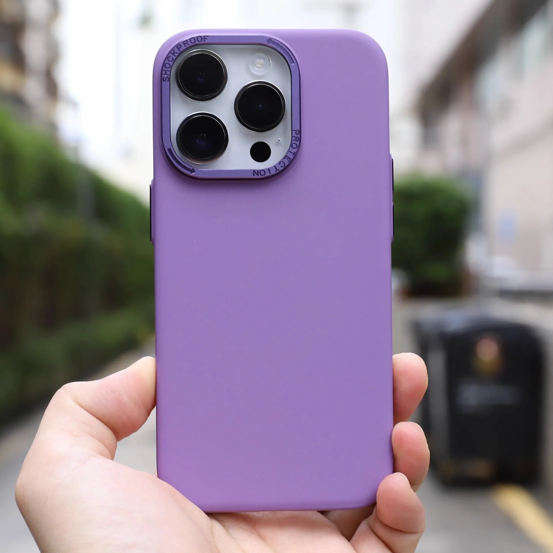 Frosted PC magnetic phone case for iPhone 15 Pro Max in silver gray with slim fit and anti-fingerprint finish