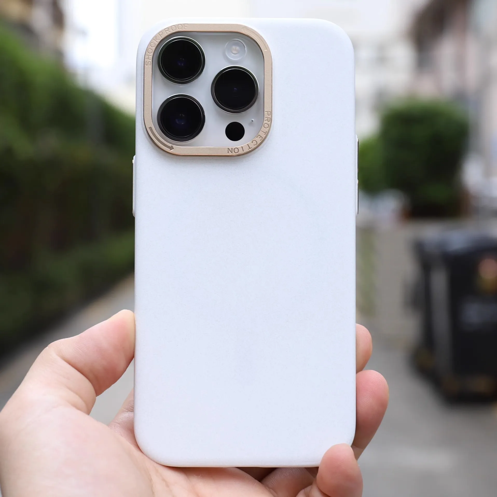 Frosted PC magnetic phone case for iPhone 15 Pro Max in silver gray with slim fit and anti-fingerprint finish