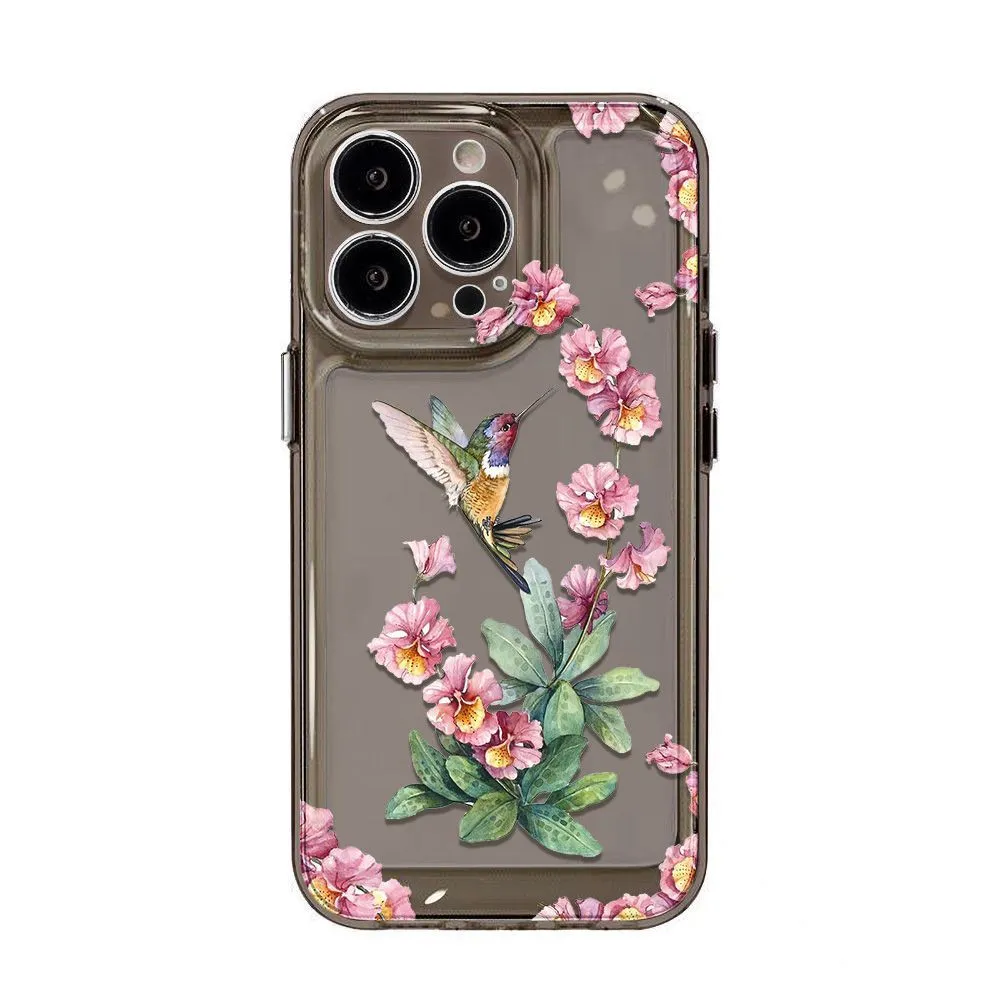Flower Magpie fine hole all-inclusive TPU phone case for iPhone in transparent finish