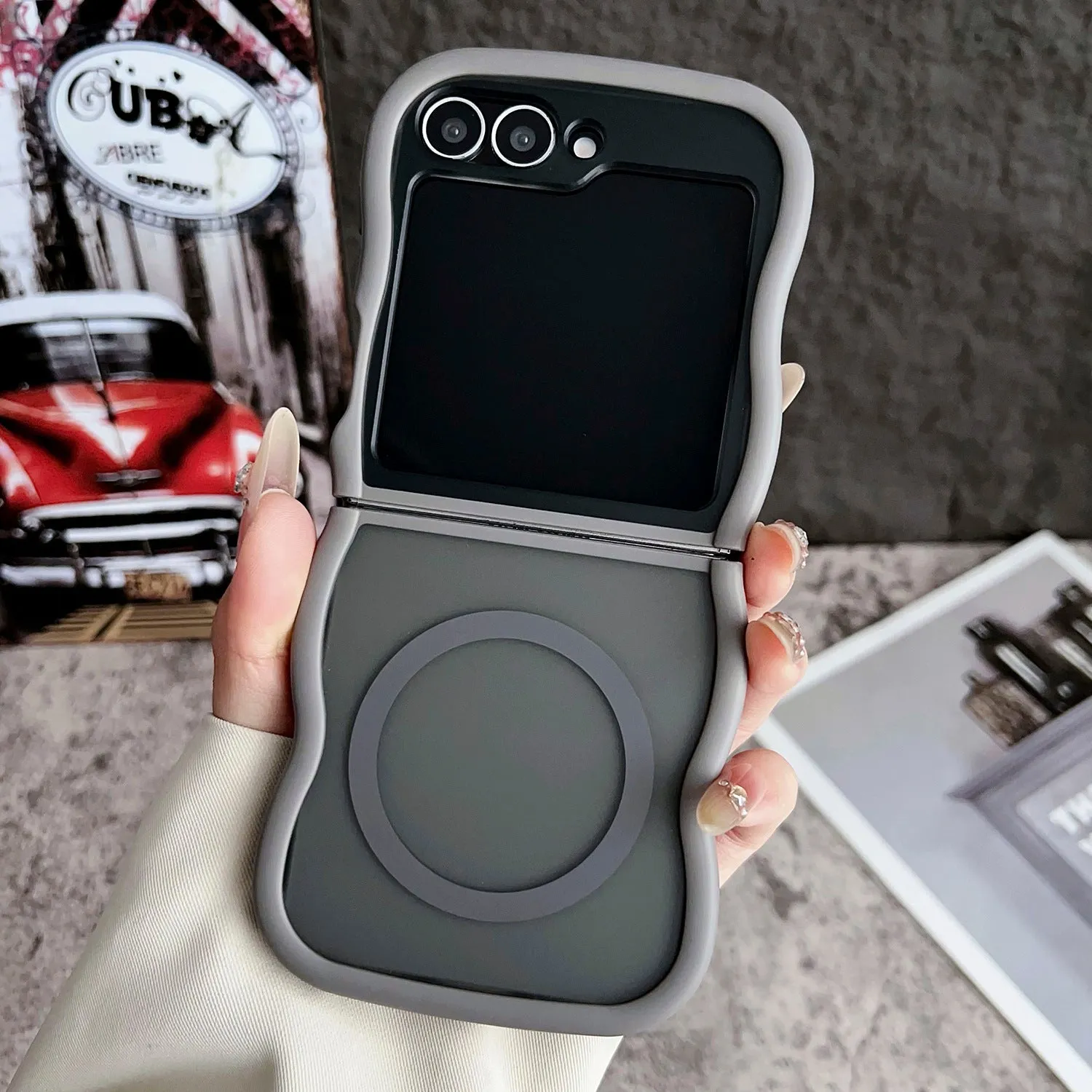 Magnetic transparent phone case for Samsung Z Flip foldable model with colour options