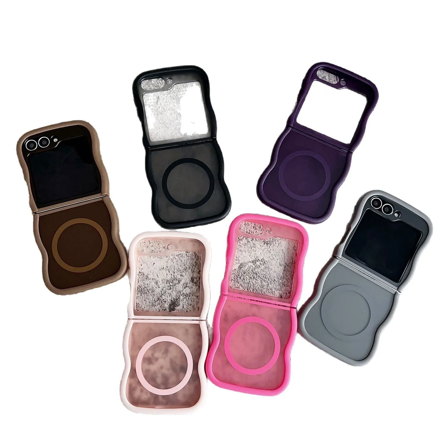 Magnetic transparent phone case for Samsung Z Flip foldable model with colour options